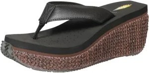 VOLATILE Island Wedge Sandals for Women Featuring Slip-On Thong Platform Style with EVA Insole and Rubber Outsole