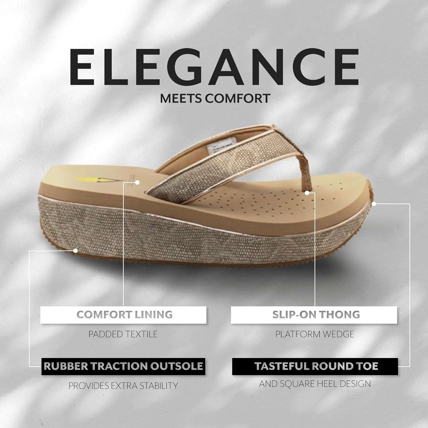 VOLATILE Neville Wedge Sandals for Women Featuring Soft Webbed Textile Thong Post, Padded Lining, and Slip-On Wedge Style