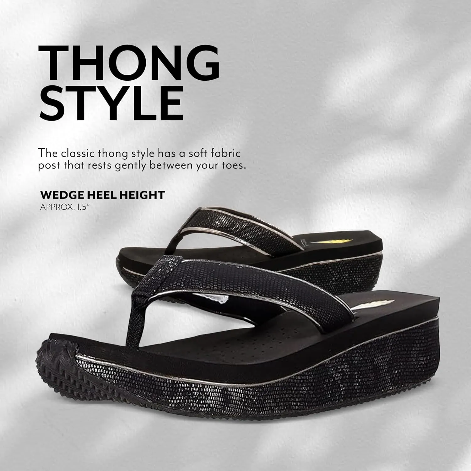VOLATILE Neville Wedge Sandals for Women Featuring Soft Webbed Textile Thong Post, Padded Lining, and Slip-On Wedge Style