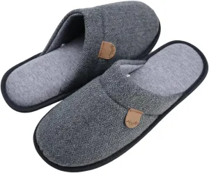 WALKFUN Comfortable House Slippers for Men Full Toe Comfortable Indoor Slip on Warm Slides Sandals with Memory Foam for Bedroom,Indoor Home