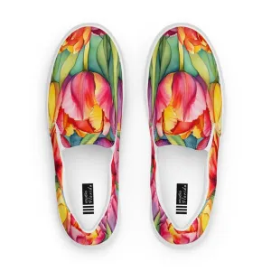 Watercolor Tulips Women’s Slip-on Canvas Shoes