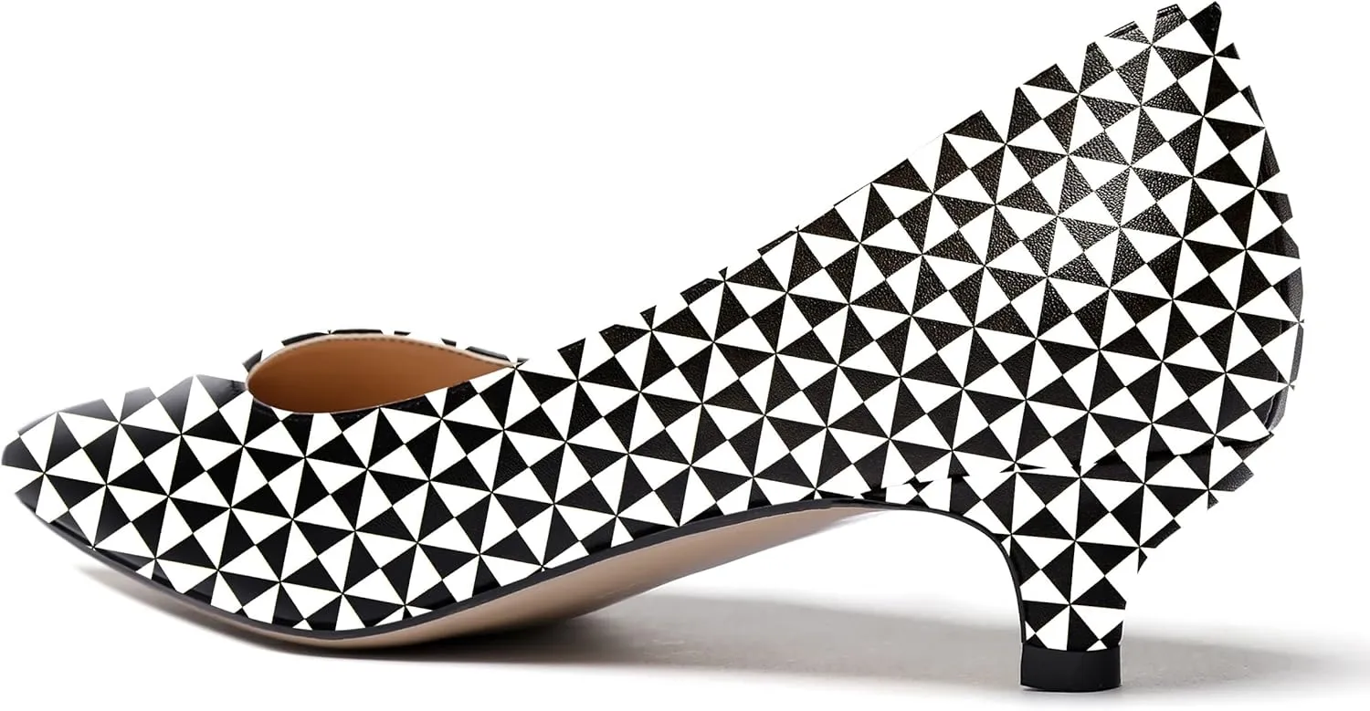 WAYDERNS Women's Matte Pointed Toe Slip On Kitten Low Heel Pumps Shoes 1.5 Inch