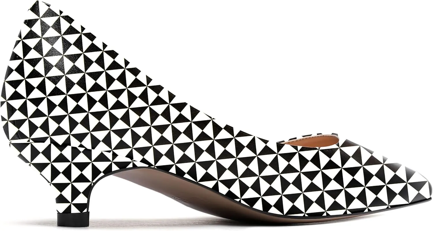 WAYDERNS Women's Matte Pointed Toe Slip On Kitten Low Heel Pumps Shoes 1.5 Inch