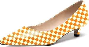 WAYDERNS Women's Matte Pointed Toe Slip On Kitten Low Heel Pumps Shoes 1.5 Inch