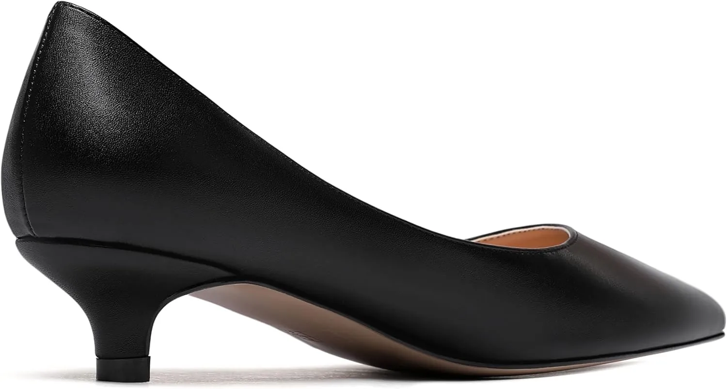WAYDERNS Women's Matte Pointed Toe Slip On Kitten Low Heel Pumps Shoes 1.5 Inch