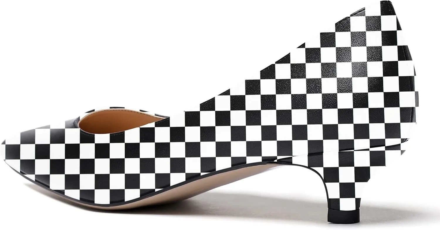 WAYDERNS Women's Matte Pointed Toe Slip On Kitten Low Heel Pumps Shoes 1.5 Inch