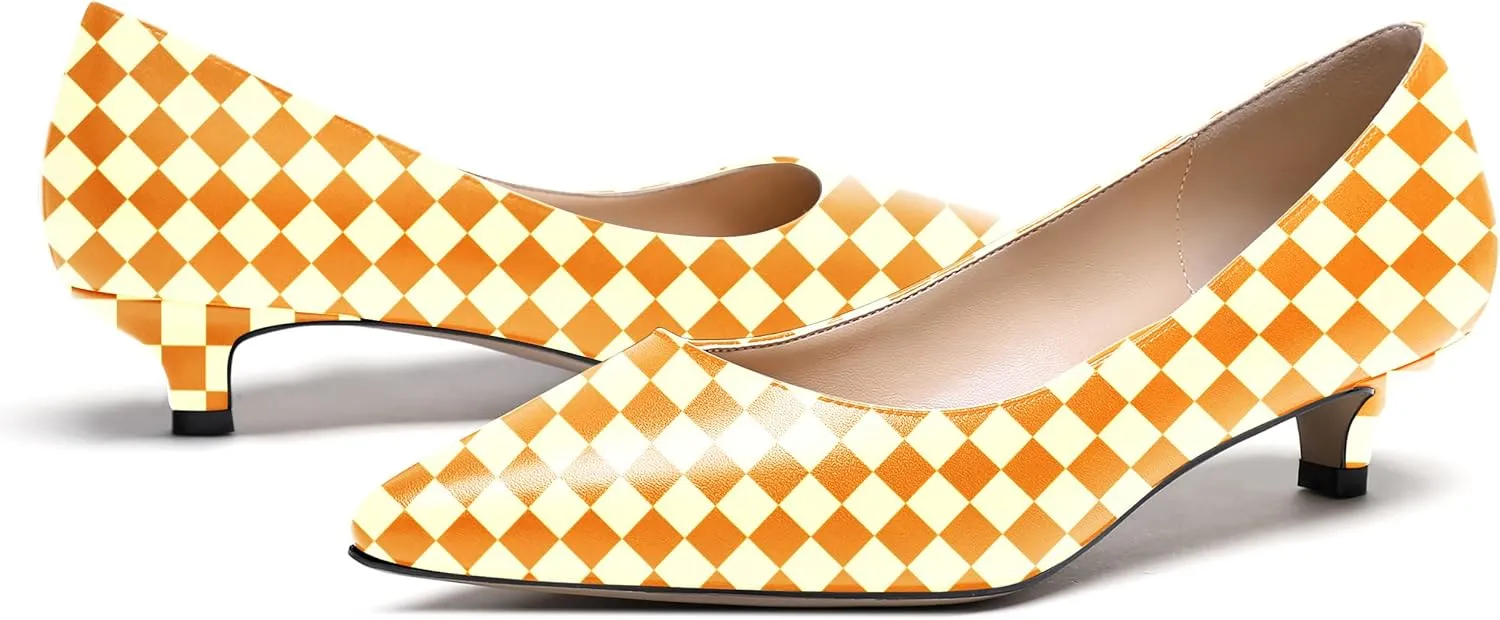 WAYDERNS Women's Matte Pointed Toe Slip On Kitten Low Heel Pumps Shoes 1.5 Inch