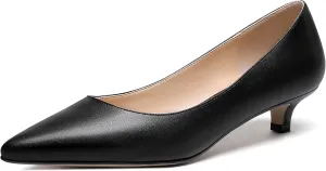 WAYDERNS Women's Matte Pointed Toe Slip On Kitten Low Heel Pumps Shoes 1.5 Inch