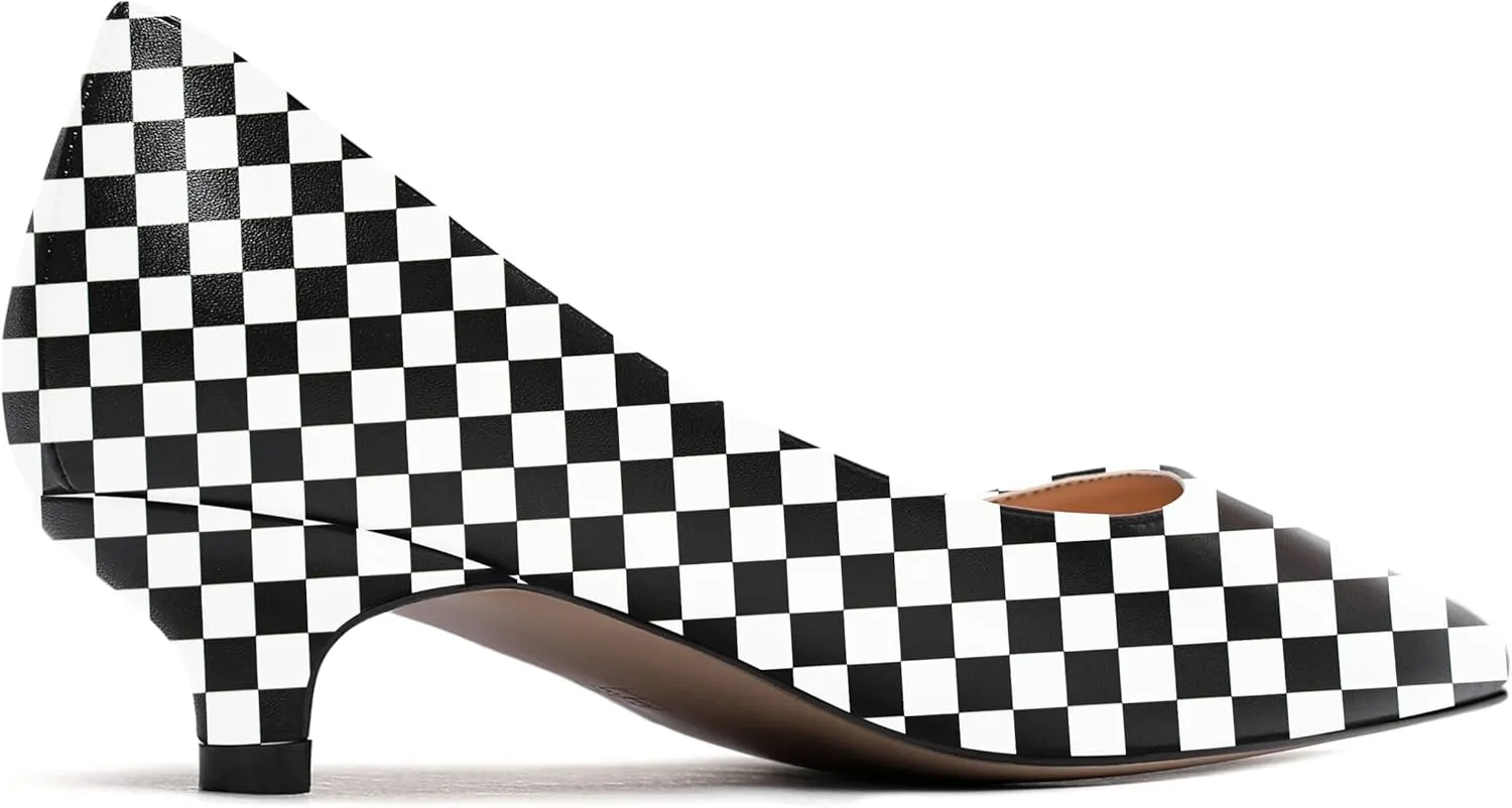 WAYDERNS Women's Matte Pointed Toe Slip On Kitten Low Heel Pumps Shoes 1.5 Inch