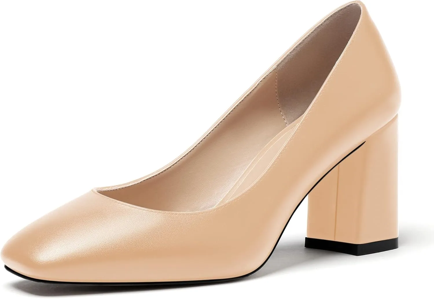 WAYDERNS Women's Matte Slip On Square Toe Block High Heel Pumps Evening Dress Shoes 3 Inch