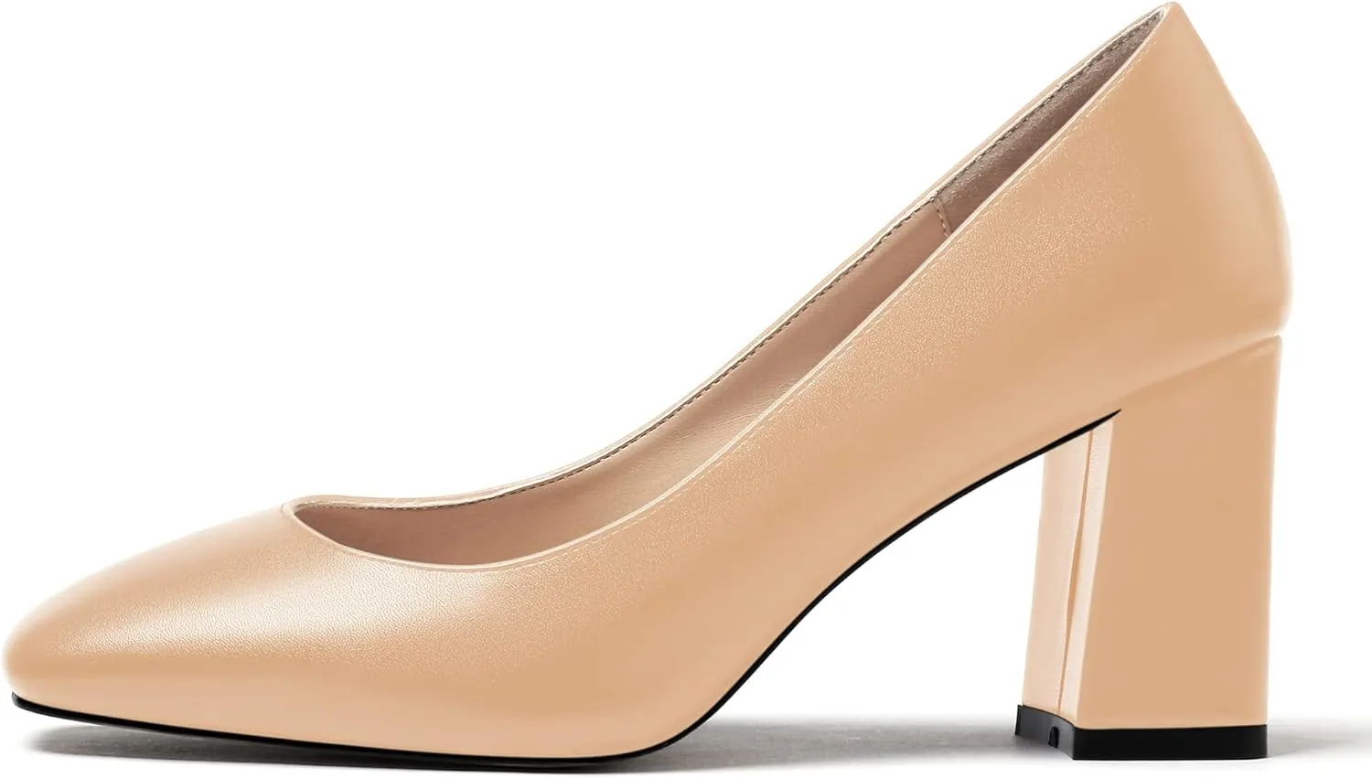 WAYDERNS Women's Matte Slip On Square Toe Block High Heel Pumps Evening Dress Shoes 3 Inch