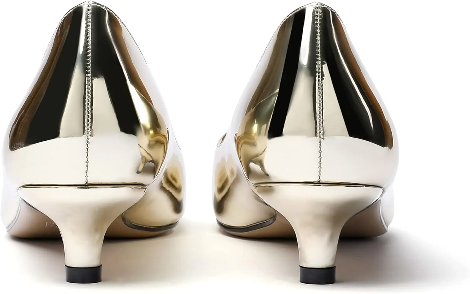 WAYDERNS Womens Office Dress Patent Slip On Pointed Toe Kitten Low Heel Pumps Shoes 1.5 Inch