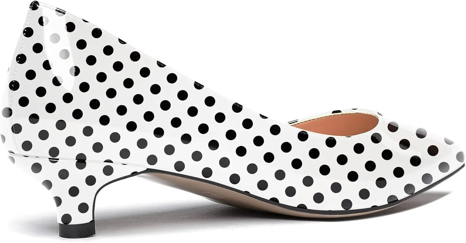 WAYDERNS Womens Office Dress Patent Slip On Pointed Toe Kitten Low Heel Pumps Shoes 1.5 Inch