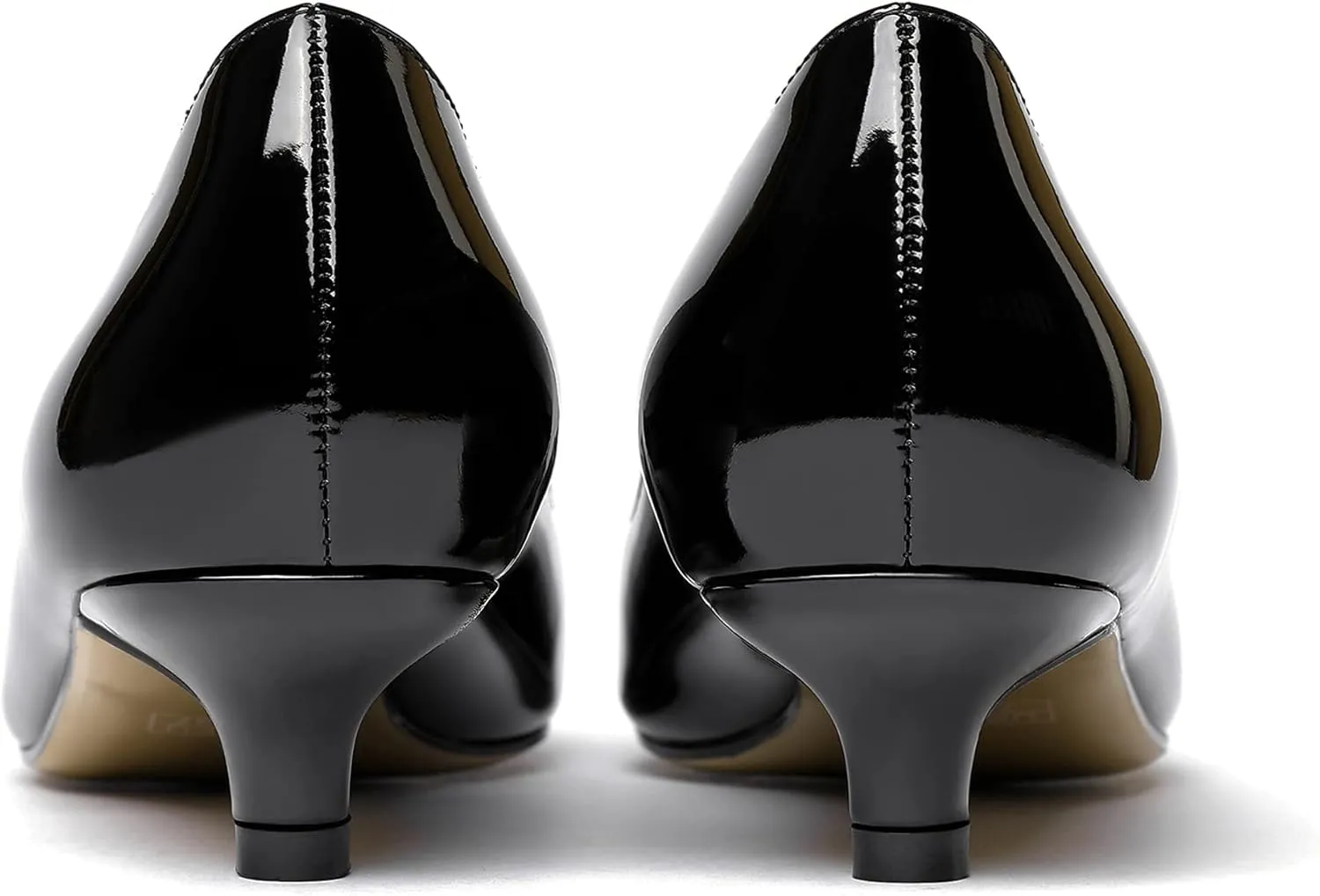 WAYDERNS Womens Office Dress Patent Slip On Pointed Toe Kitten Low Heel Pumps Shoes 1.5 Inch