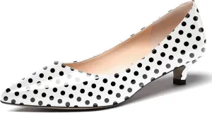 WAYDERNS Womens Office Dress Patent Slip On Pointed Toe Kitten Low Heel Pumps Shoes 1.5 Inch