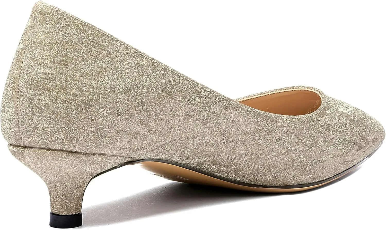 WAYDERNS Womens Office Dress Patent Slip On Pointed Toe Kitten Low Heel Pumps Shoes 1.5 Inch