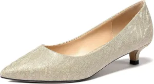 WAYDERNS Womens Office Dress Patent Slip On Pointed Toe Kitten Low Heel Pumps Shoes 1.5 Inch