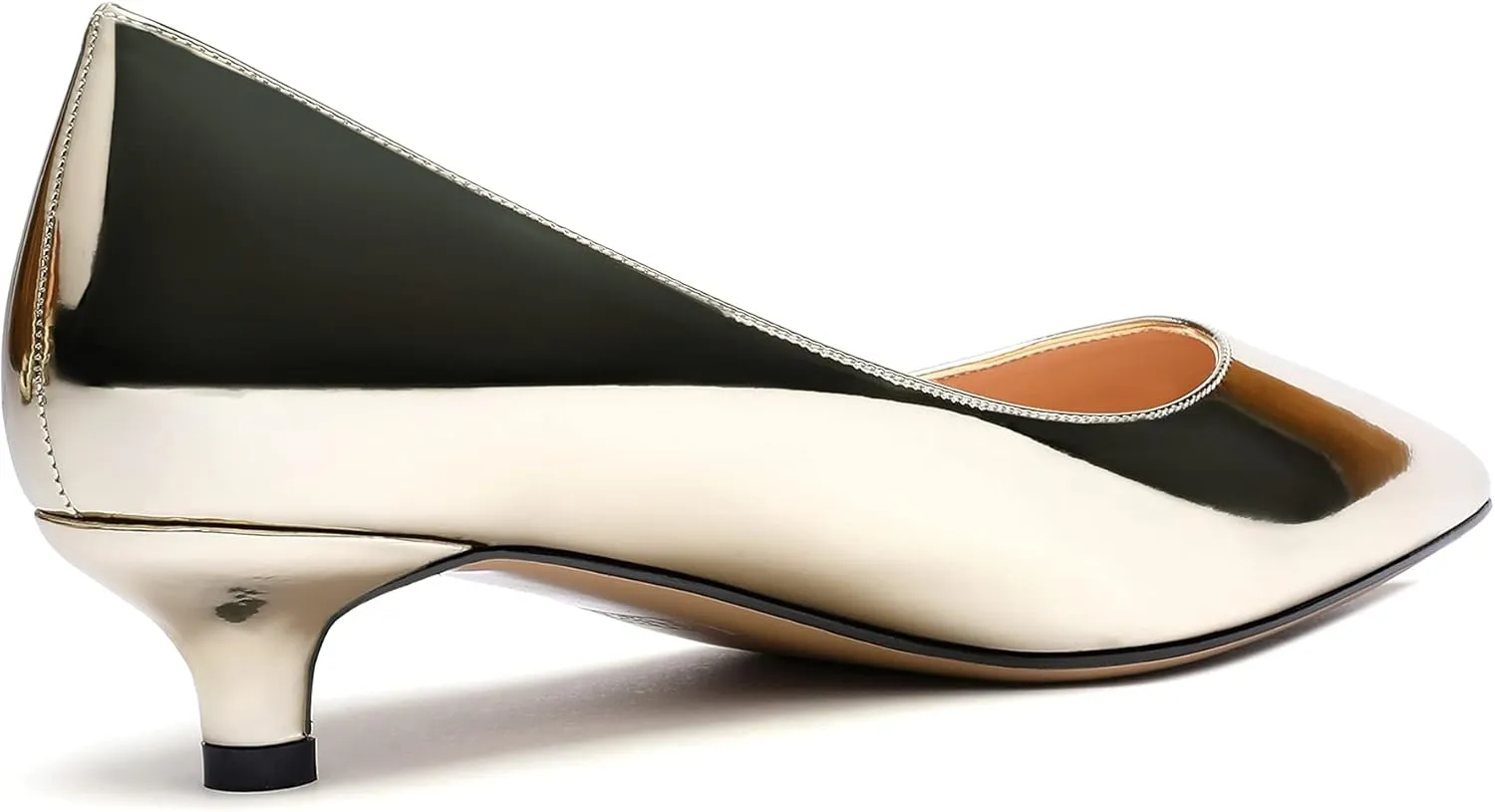 WAYDERNS Womens Office Dress Patent Slip On Pointed Toe Kitten Low Heel Pumps Shoes 1.5 Inch