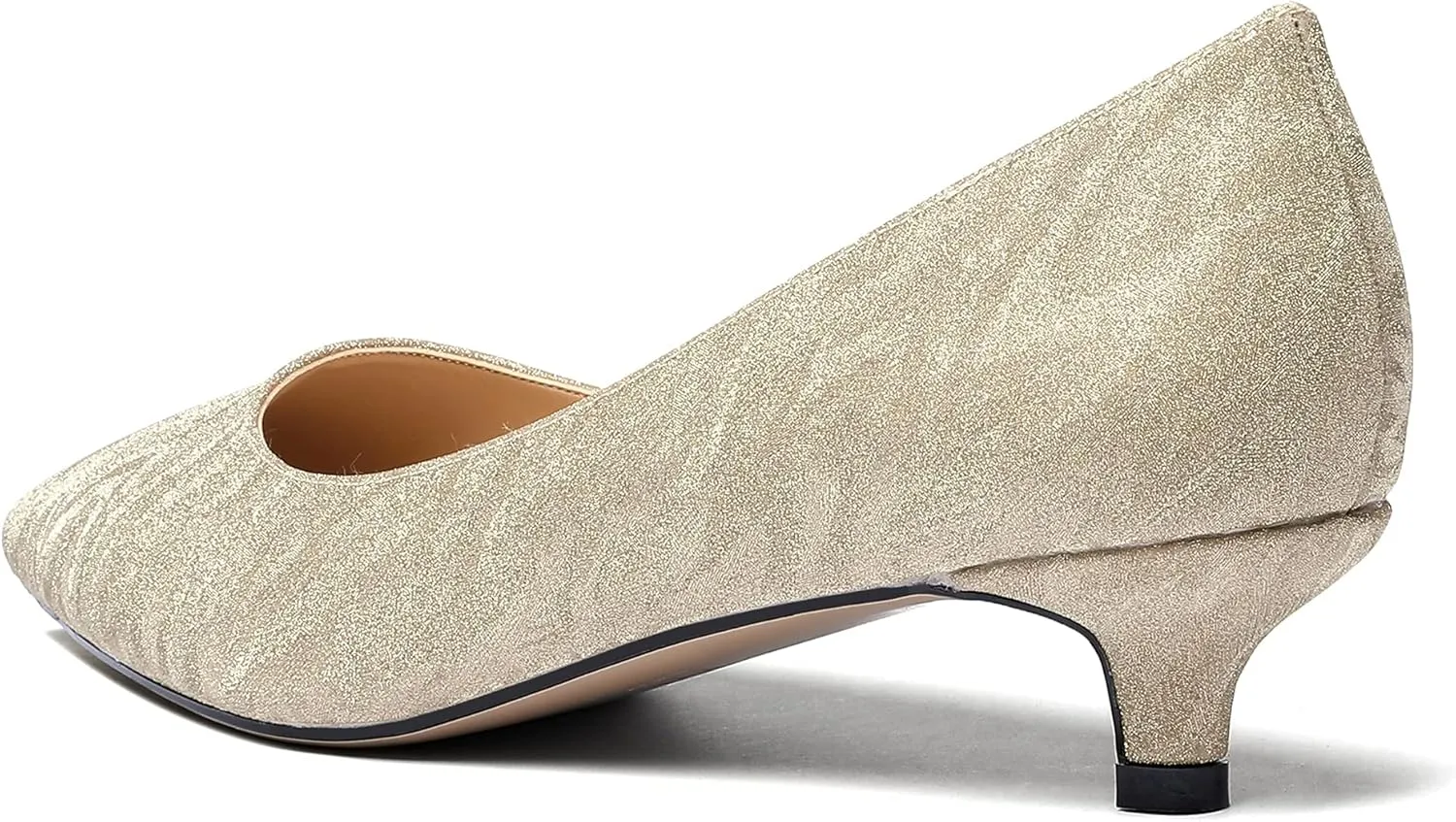 WAYDERNS Womens Office Dress Patent Slip On Pointed Toe Kitten Low Heel Pumps Shoes 1.5 Inch
