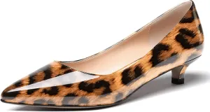 WAYDERNS Womens Office Dress Patent Slip On Pointed Toe Kitten Low Heel Pumps Shoes 1.5 Inch