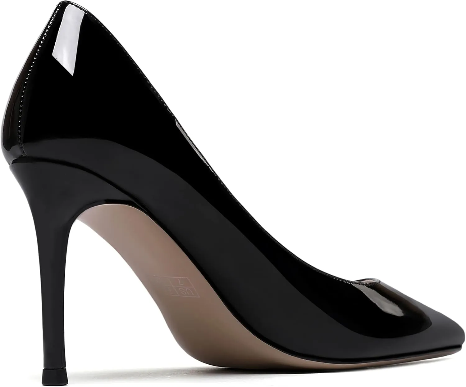 WAYDERNS Women's Patent Leather Slip On Pointed Toe Solid Stiletto High Heel Pumps Shoes 3.5 Inch