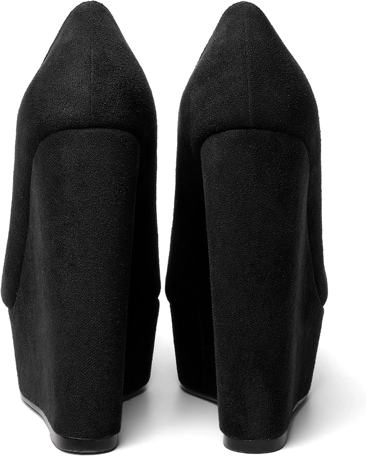 WAYDERNS Womens Platform Solid Suede Round Toe Party Slip On Fashion Wedge High Heel Pumps Shoes 6 Inch