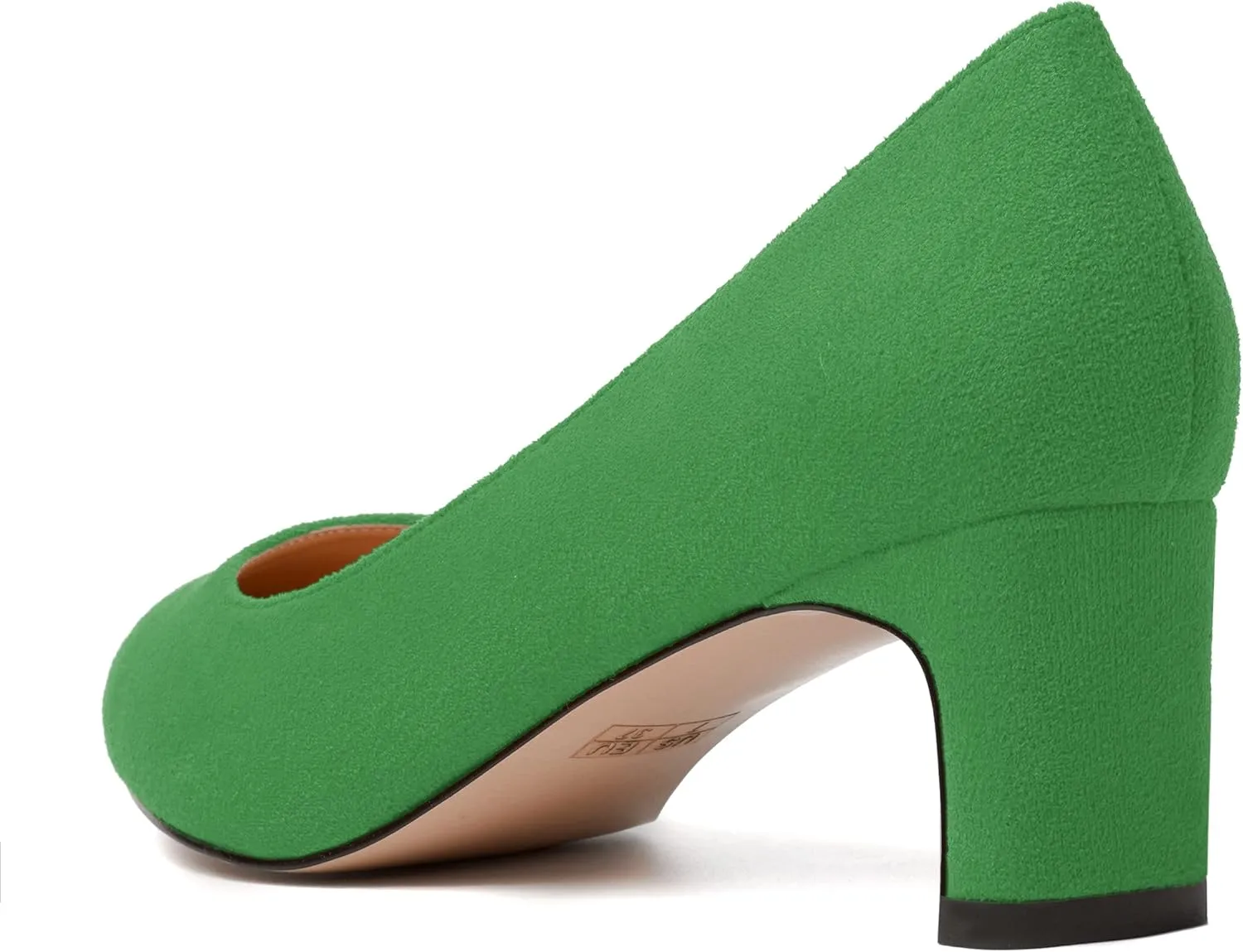 WAYDERNS Womens Solid Pointed Toe Slip On Dress Suede Wedding Chunky Low Heel Pumps Shoes 2 Inch