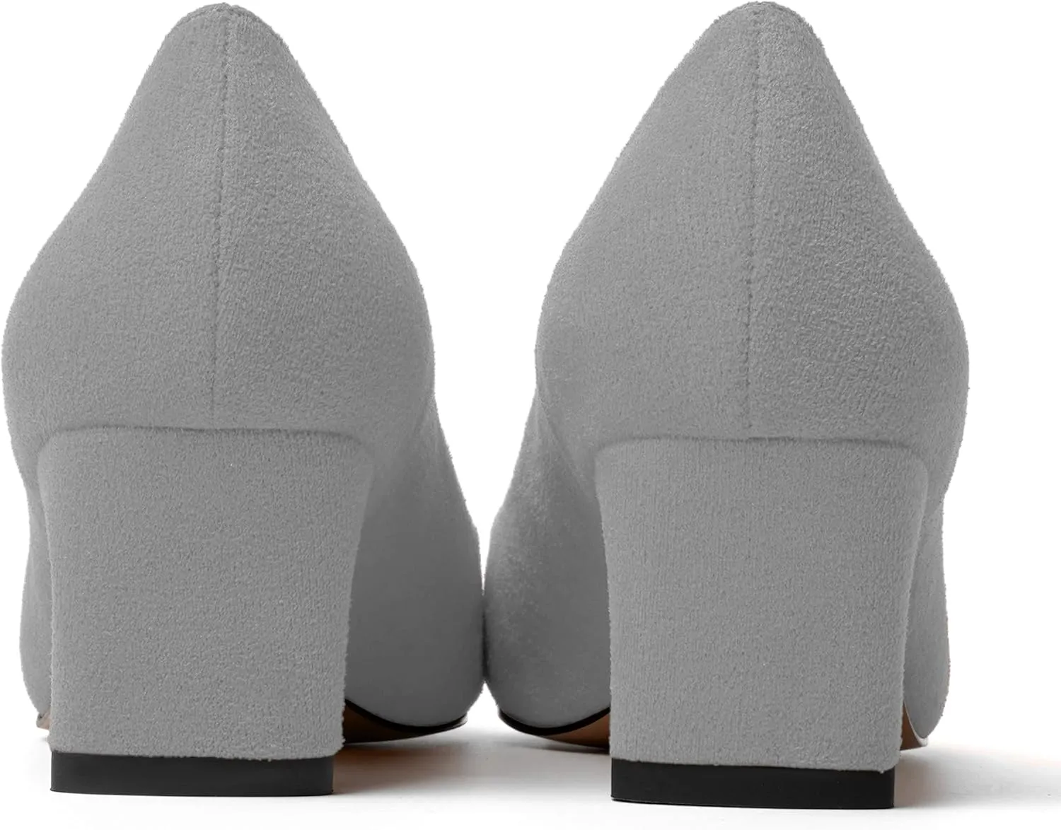 WAYDERNS Womens Solid Pointed Toe Slip On Dress Suede Wedding Chunky Low Heel Pumps Shoes 2 Inch