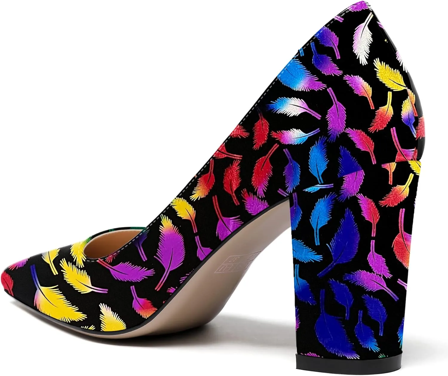 WAYDERNS Women's Solid Slip On Pointed Toe Patent Block High Heel Pumps Shoes 3.5 Inch