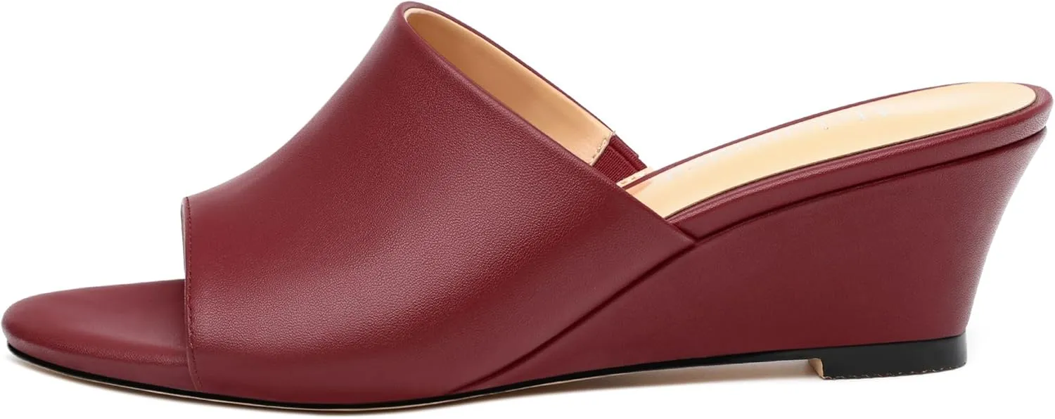 Wedge Sandals for Women Open Toe Wedge Heels Womens Matte High Heel Sandal Round Toe Heeled Wedge Sandals Slip on Casual shoes 2 inch
