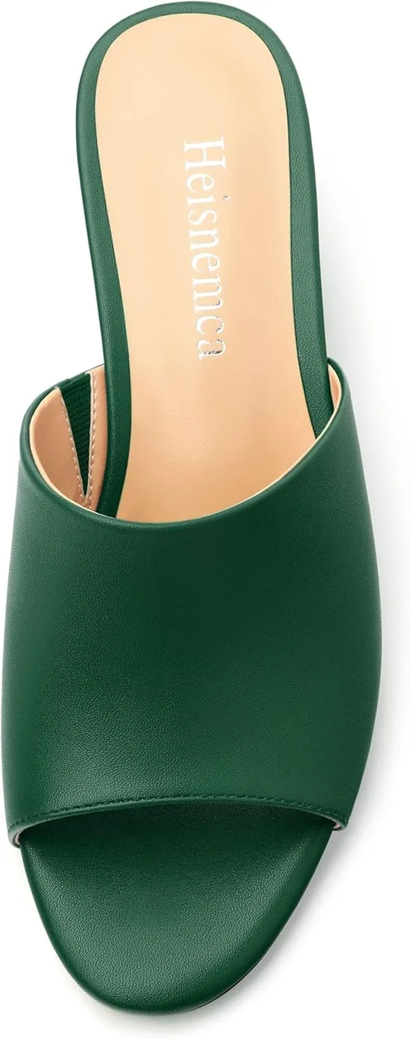 Wedge Sandals for Women Open Toe Wedge Heels Womens Matte High Heel Sandal Round Toe Heeled Wedge Sandals Slip on Casual shoes 2 inch