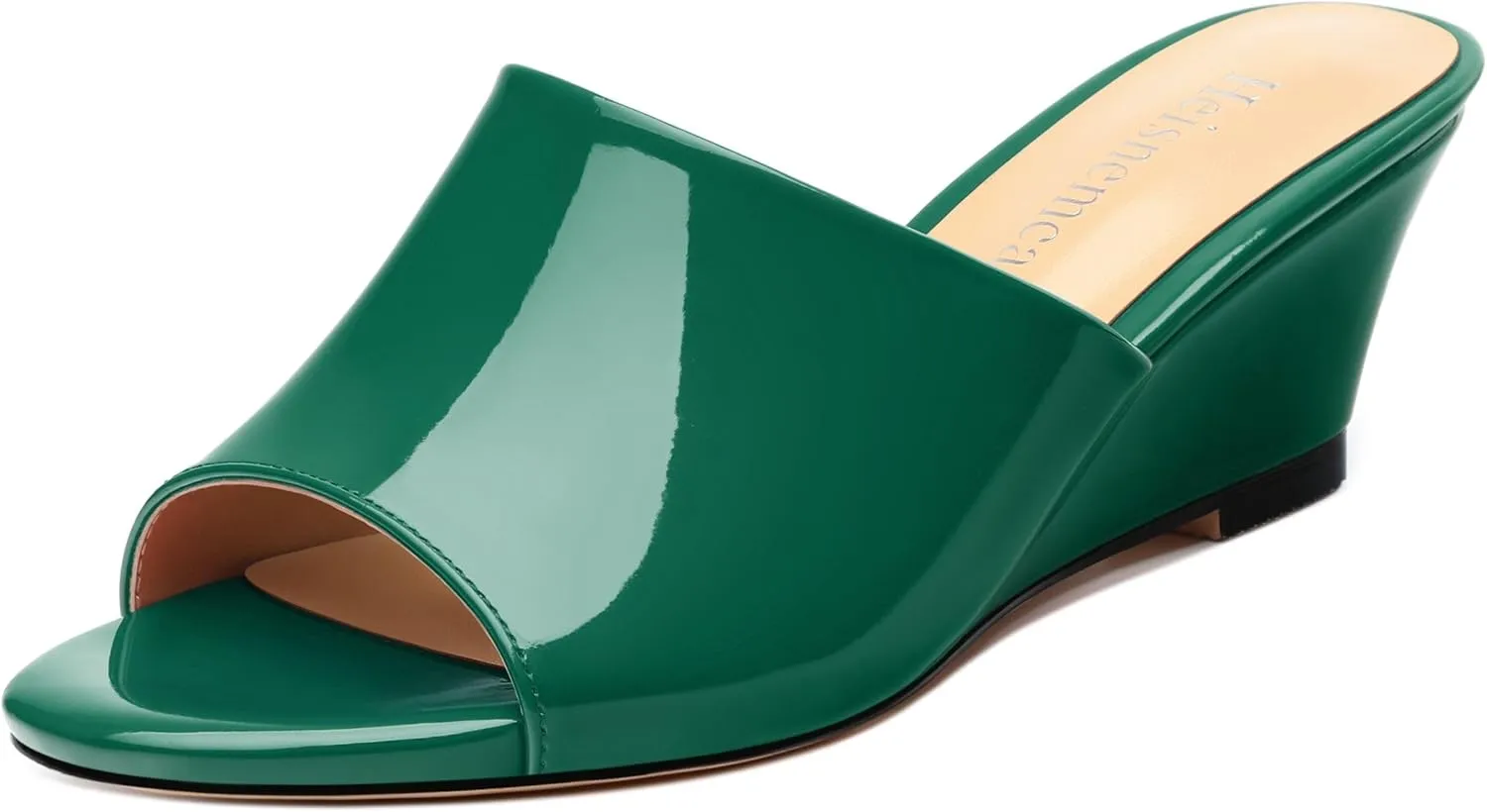 Wedge Sandals for Women Open Toe Wedge Heels Womens Patent High Heel Sandal Round Toe Heeled Wedge Sandals Slip on Casual shoes 2 inch