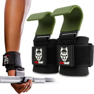 Weight Lifting Hooks (Pair) - Gym Wrist Straps with Steel Hooks for Weightlifting, Pull-Ups, Deadlifts, Strength Training, and Fitness Workouts - Adjustable Neoprene Wrist Support