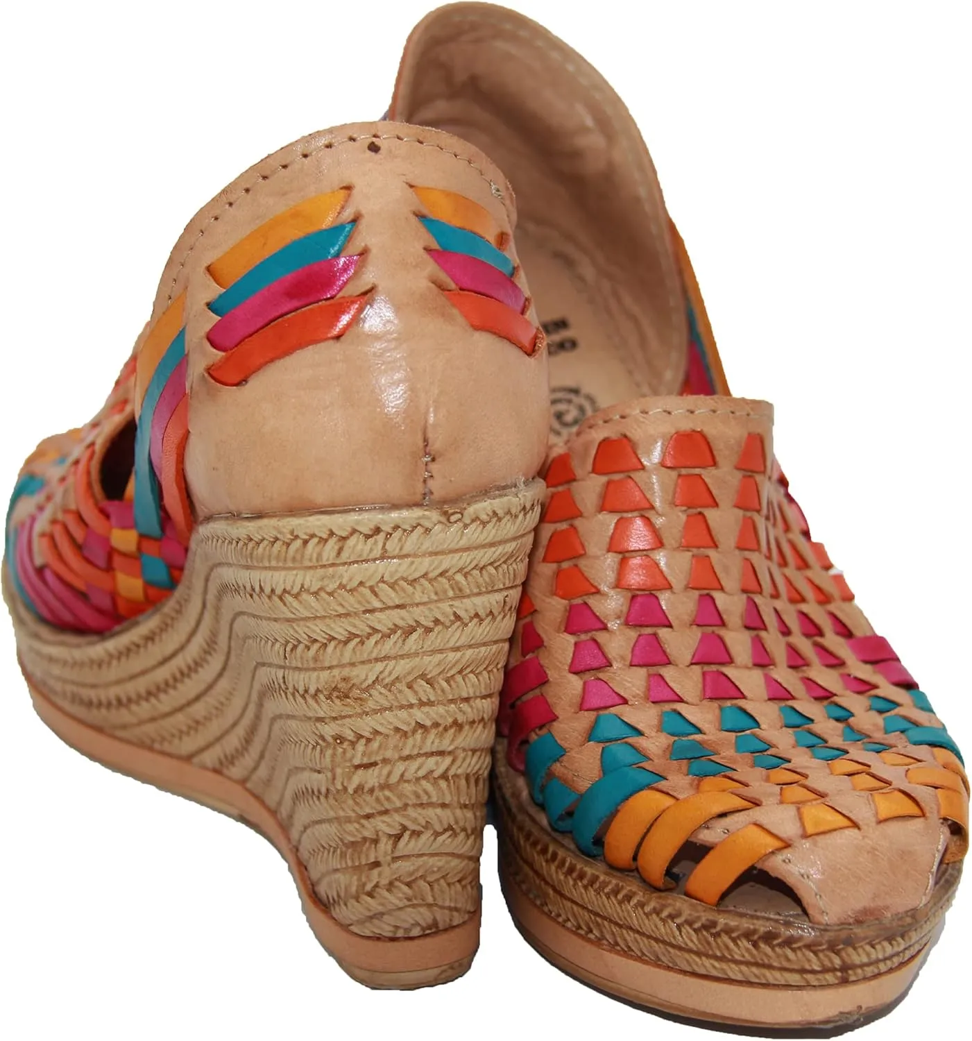 Western Shops Womens Leather Mexican Huarache Sandal, Womens Huarache Leather Wedge Sandal