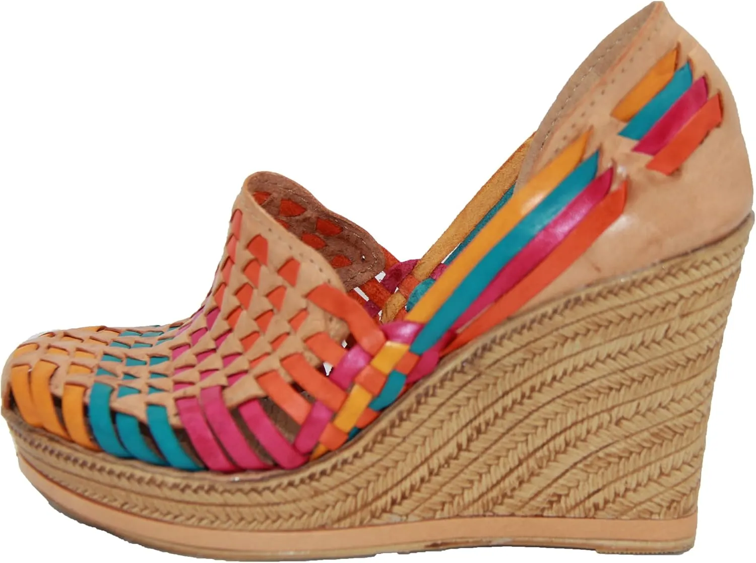 Western Shops Womens Leather Mexican Huarache Sandal, Womens Huarache Leather Wedge Sandal