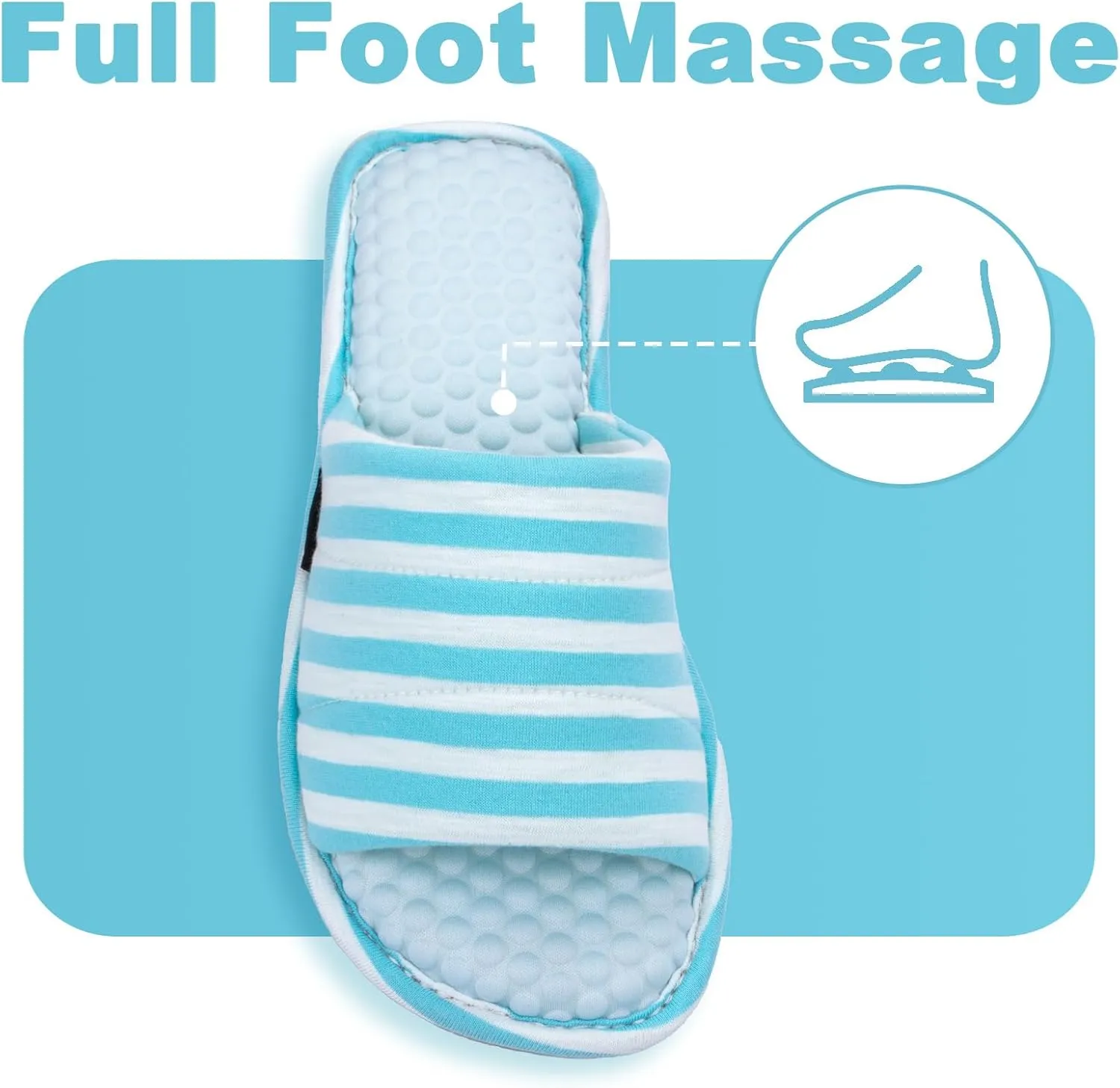 Wide Fit Open-Toe Massage Slippers for Women – Breathable Knit Fabric, Cozy Memory Foam, Non-Slip Indoor House Slides