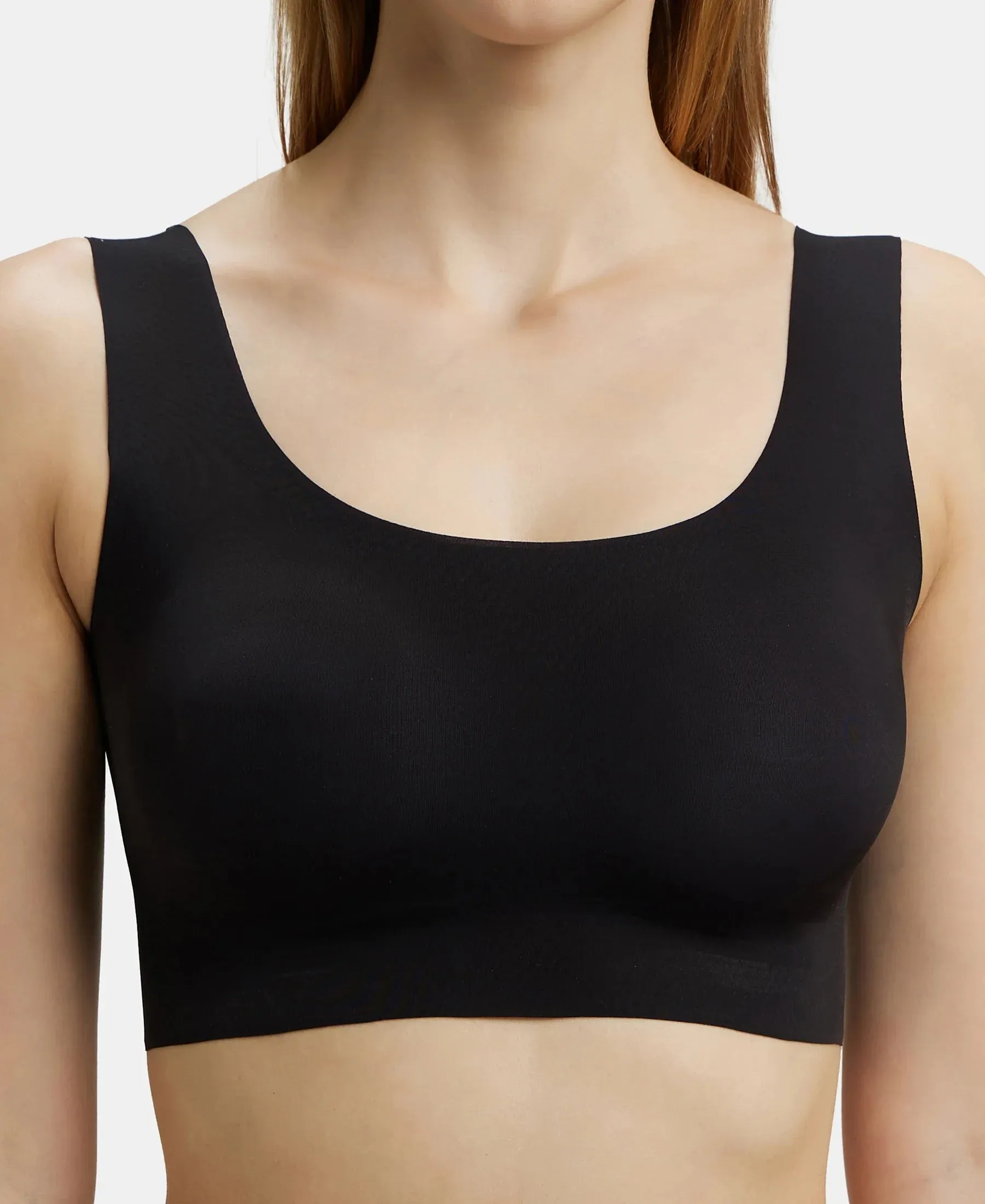 Wirefree Padded Soft touch Microfiber Elastane Full Coverage Lounge Bra with 360 Degree Stretch - Black