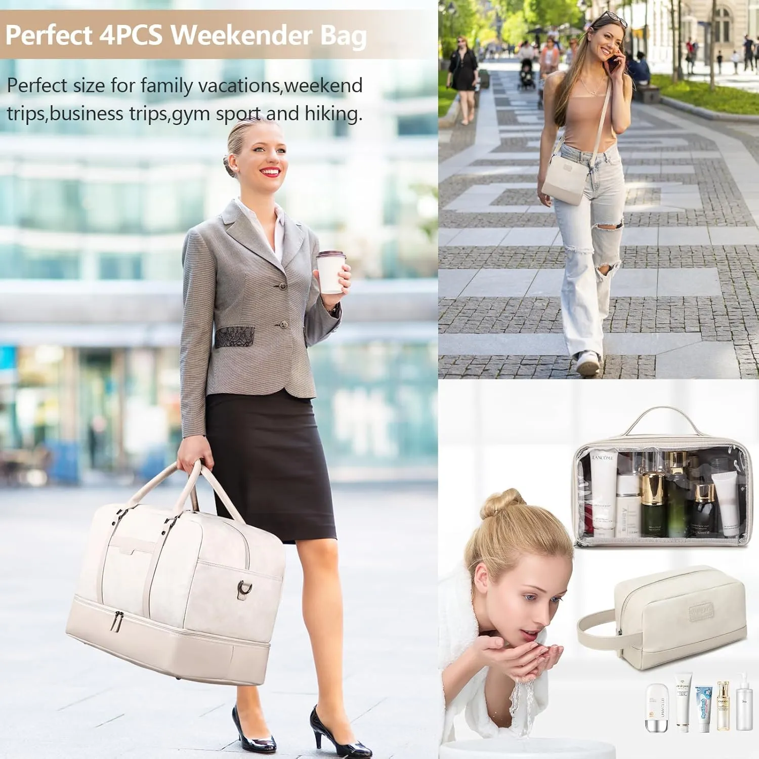 Wogarl Weekender Bag for Women Men Large Overnight Bag Travel Duffel Bag with Shoe Compartment Toiletry Satchel Bag Carry On Bag Fit 21" Laptop