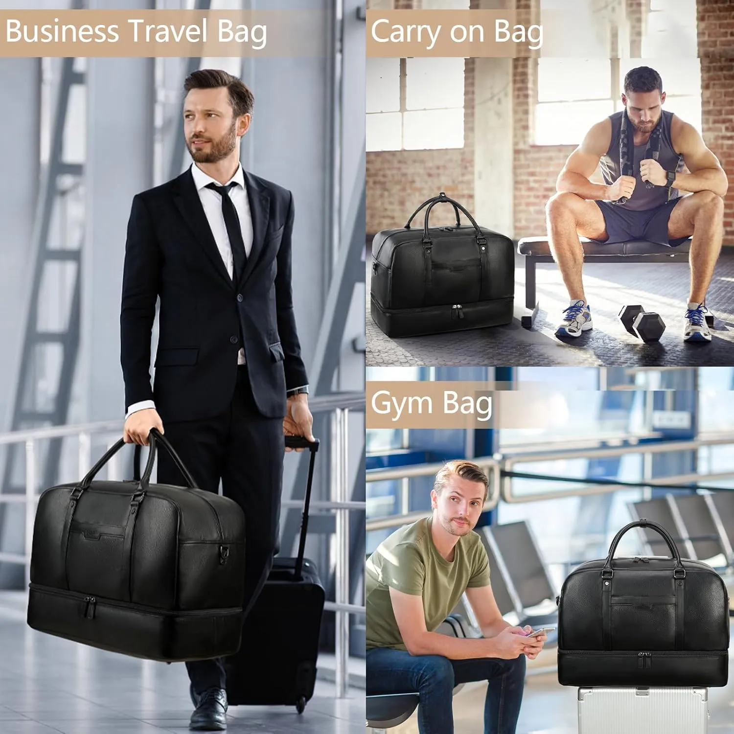 Wogarl Weekender Bag for Women Men Large Overnight Bag Travel Duffel Bag with Shoe Compartment Toiletry Satchel Bag Carry On Bag Fit 21" Laptop