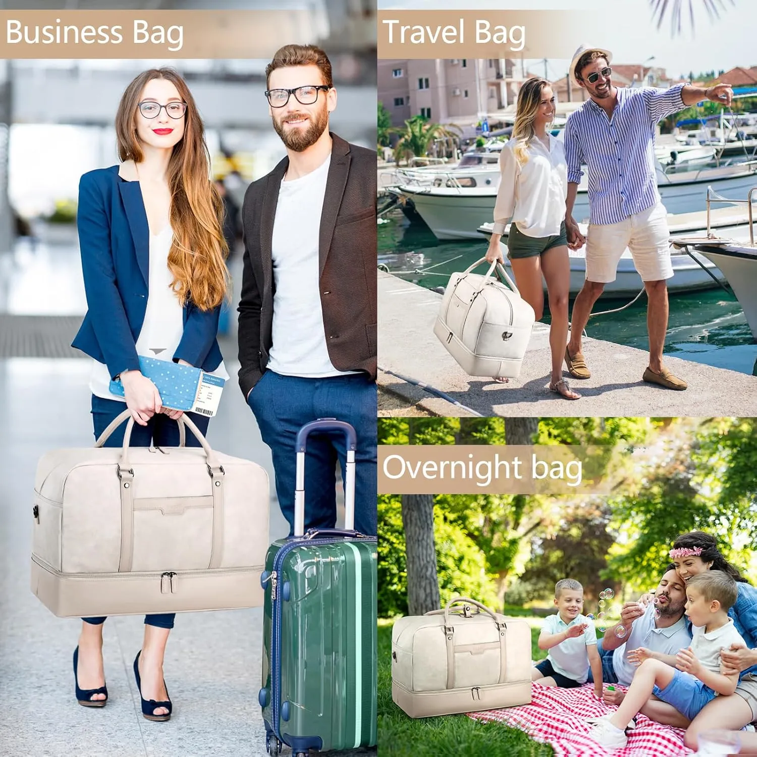 Wogarl Weekender Bag for Women Men Large Overnight Bag Travel Duffel Bag with Shoe Compartment Toiletry Satchel Bag Carry On Bag Fit 21" Laptop
