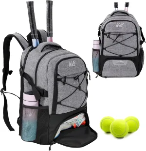 WOLT Tennis Bag - Large Tennis Racket Backpack for Men & Women - Ventilated Shoe Compartment - Holds 2 Rackets