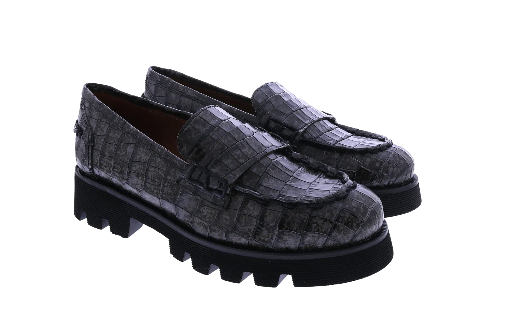 Women Croco lacquer loafer gray