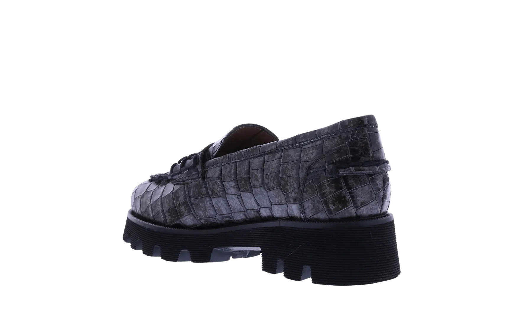 Women Croco lacquer loafer gray