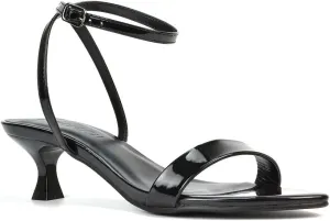 Women Kitten Low Heel Strappy Sandal Ladies Ankle Strap Two Part Heeled Shoes Size 5-10