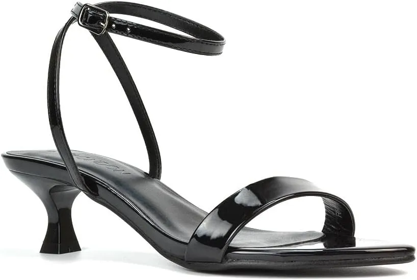 Women Kitten Low Heel Strappy Sandal Ladies Ankle Strap Two Part Heeled Shoes Size 5-10