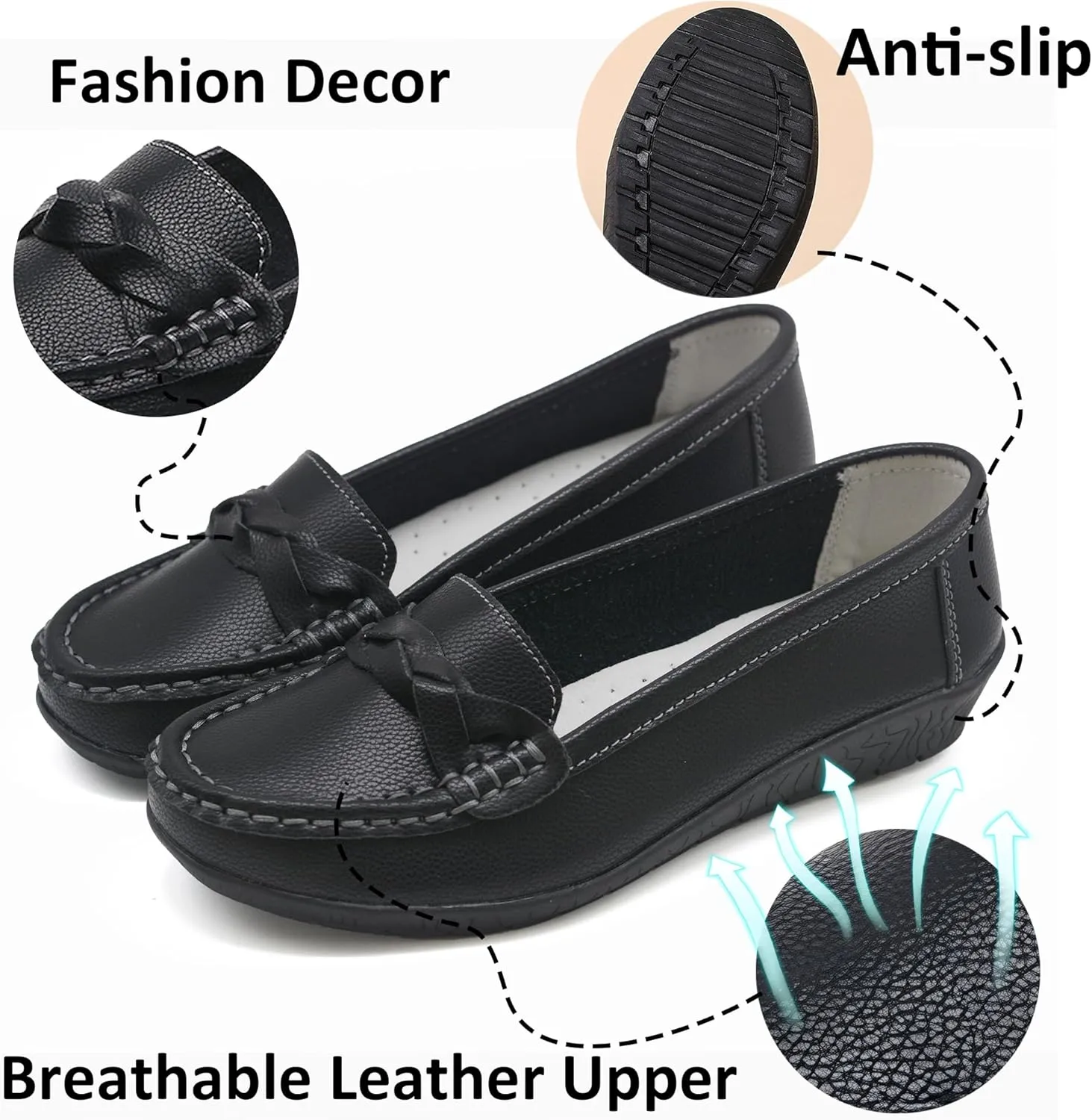 Women Loafers Flexible Breathable Slip-On Comfortable Sole Ladies Shoes for Walking