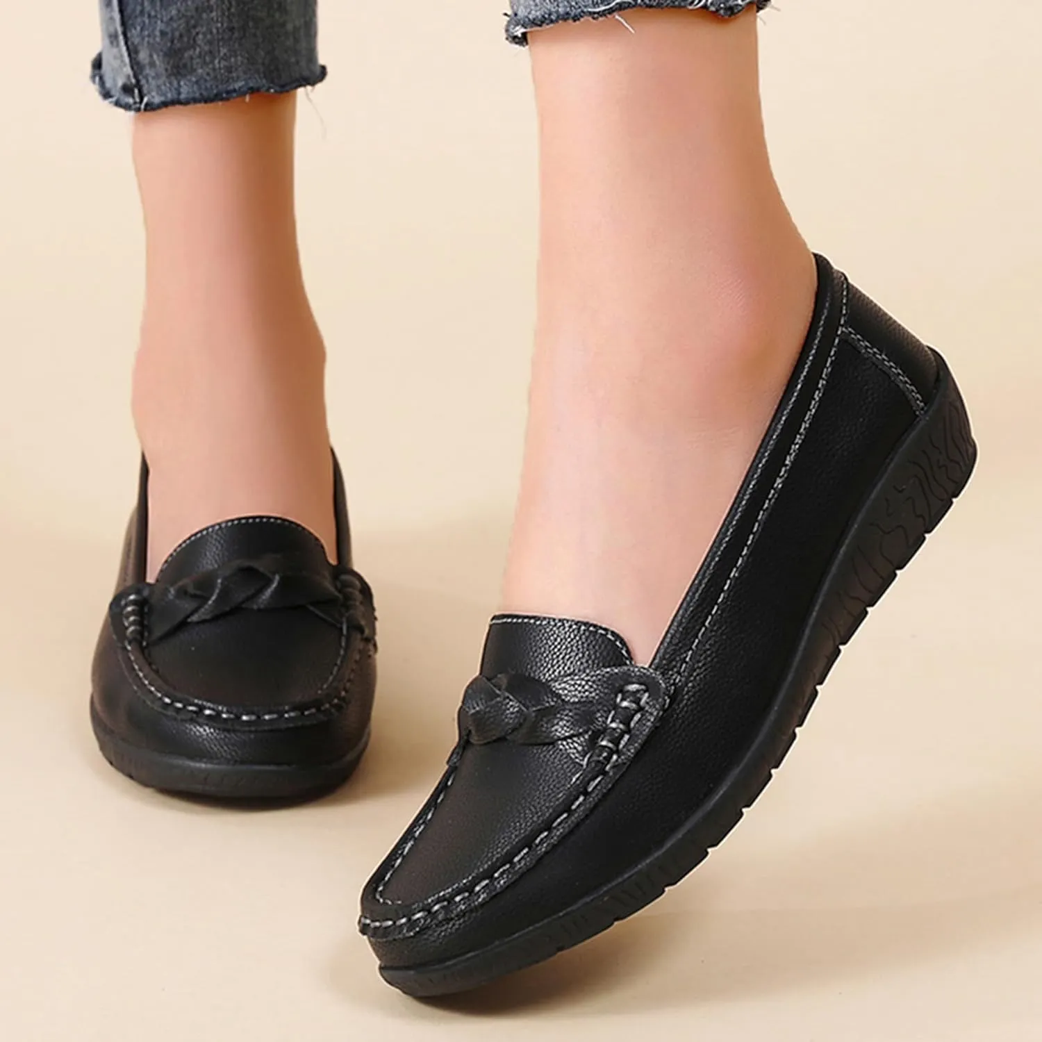 Women Loafers Flexible Breathable Slip-On Comfortable Sole Ladies Shoes for Walking