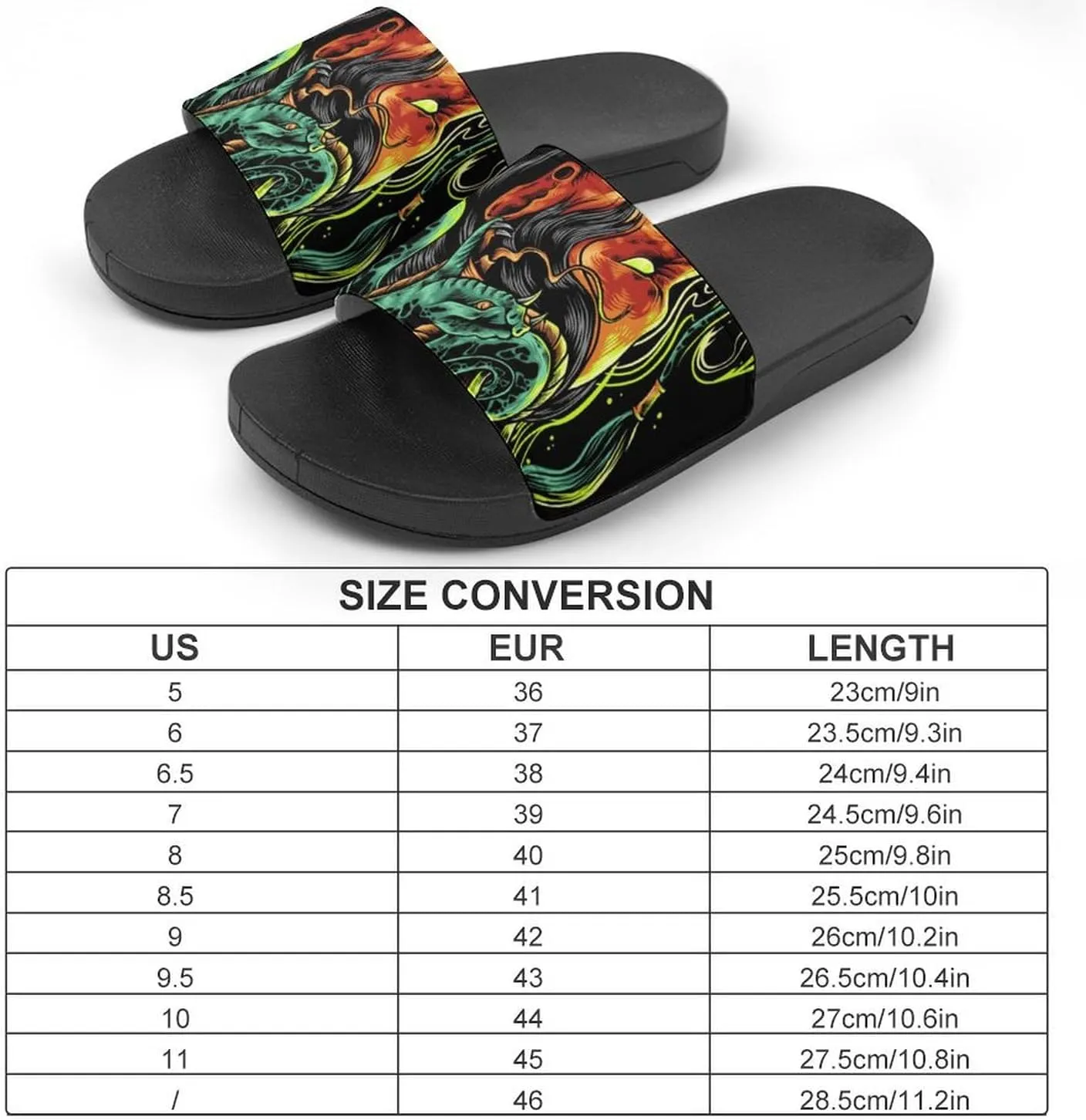 Women Men Slide Slippers Sandals Shower Home Beach House Shoes Gifts, Devil Snake Demon Japanese