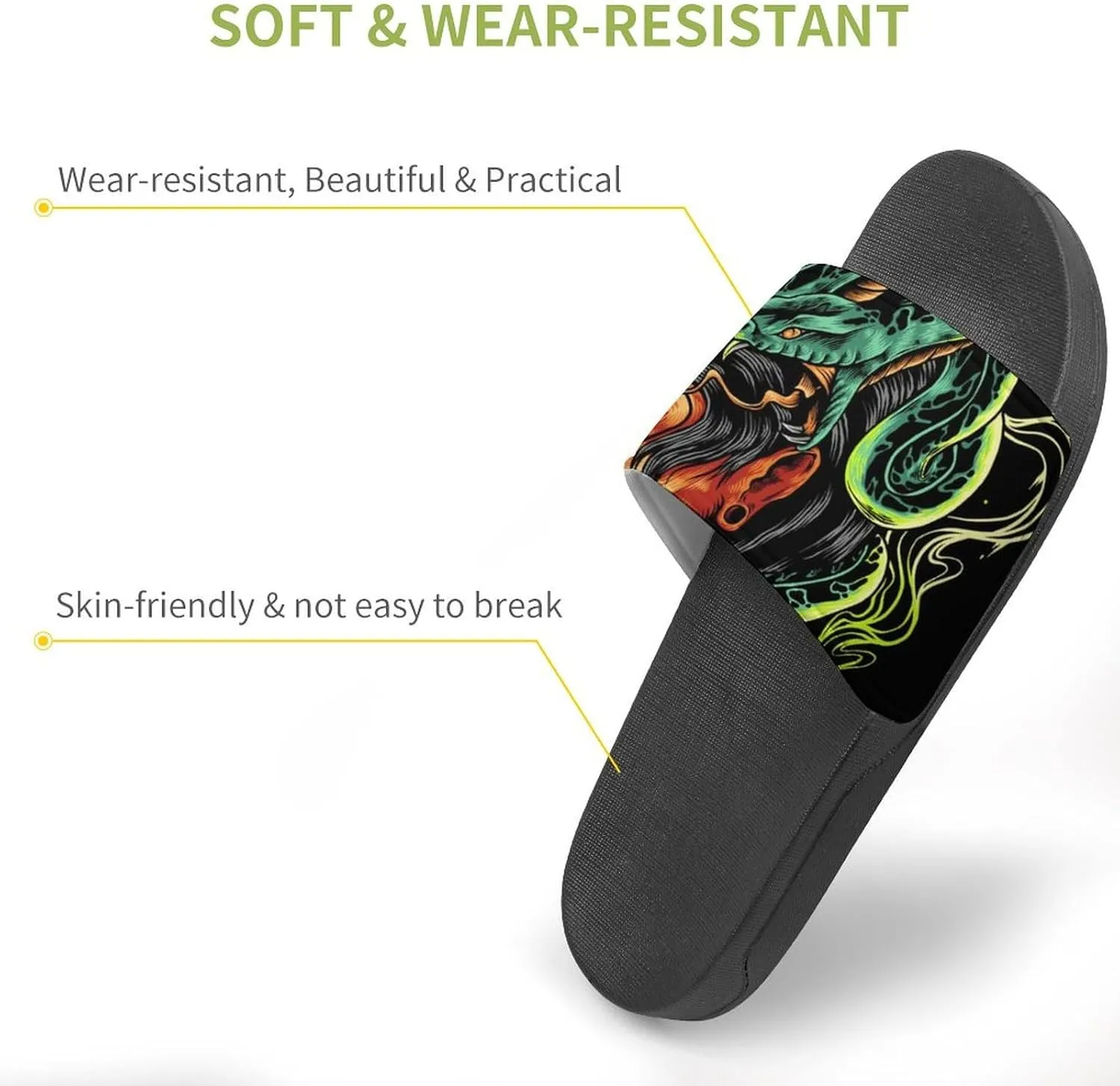 Women Men Slide Slippers Sandals Shower Home Beach House Shoes Gifts, Devil Snake Demon Japanese