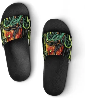 Women Men Slide Slippers Sandals Shower Home Beach House Shoes Gifts, Devil Snake Demon Japanese